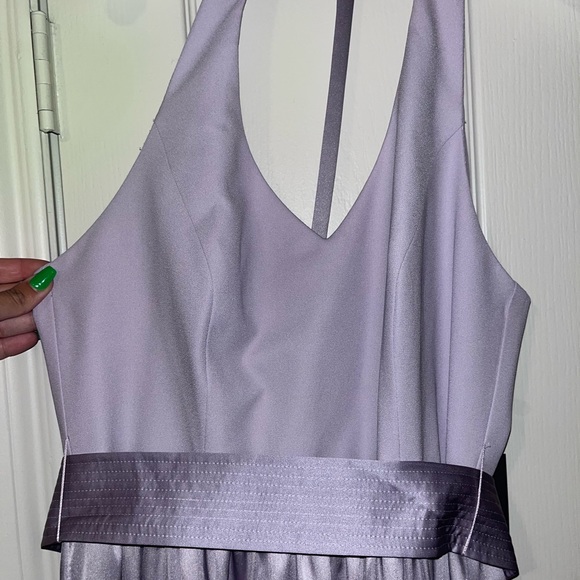 Vera Wang bridesmaid halter v-neck with sash dress (iris) - Picture 3 of 3